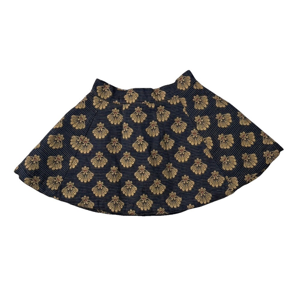 Vintage Black & Gold Jacquard Mini Skirt ✨